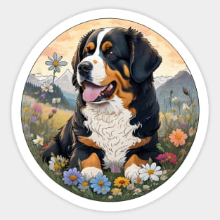 Bernese Mountain Dog Spring Flowers Sticker